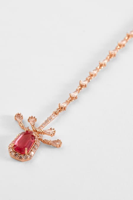 Shop Outhouse Pink The Faena Mini Maangtikka at Aza Fashions Shop_Outhouse_Pink The Faena Mini Maangtikka _at_Aza_Fashions