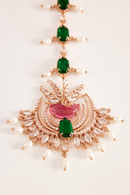 Buy_Outhouse_Gold Plated Le Nerina Embellished Maangtikka _Online_at_Aza_Fashions