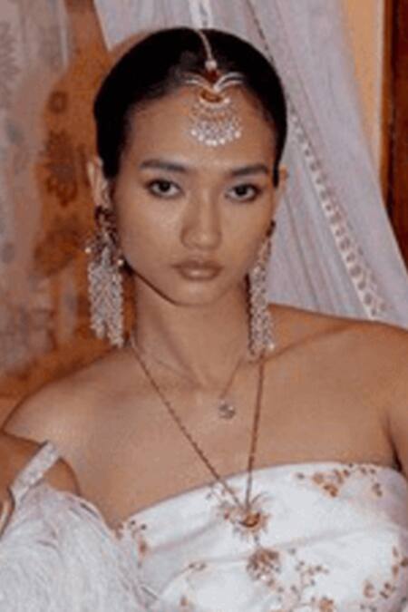 Shop Outhouse Pink Le Palm Fish Layered Necklace at Aza Fashions Shop_Outhouse_Pink Le Palm Fish Layered Necklace _at_Aza_Fashions