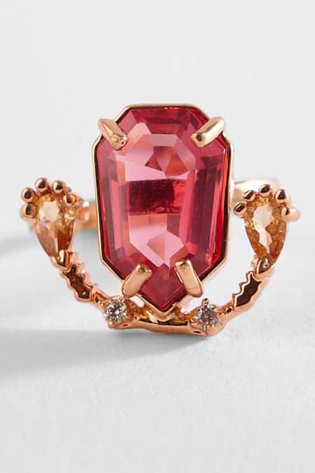 Outhouse Pink Carved Stones The Faena Embellished Ring