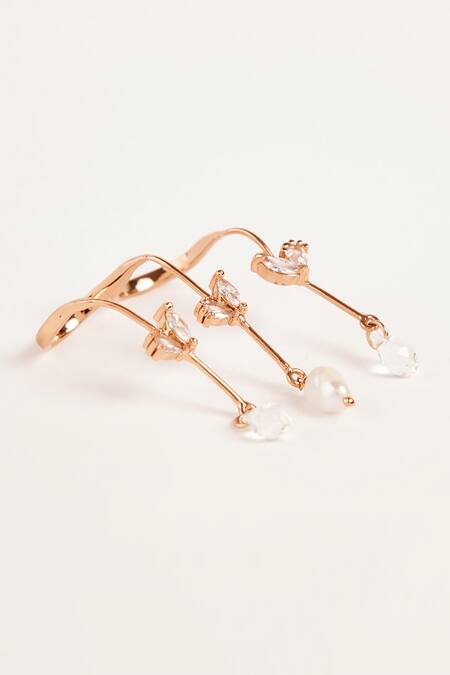 Outhouse Pink Crystals, Pearls, Stones The Piccabeen Palm Embellished Double Ring Online at Aza Fashions Outhouse_Pink Crystals, Pearls, Stones The Piccabeen Palm Embellished Double Ring _Online_at_Aza_Fashions