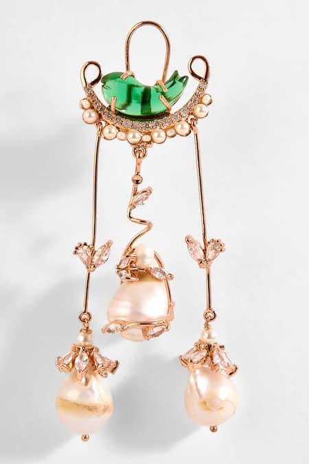 Shop Outhouse Gold Plated Crystals Le Cleo Dewdrop Chandelier Earrings at Aza Fashions Shop_Outhouse_Gold Plated Crystals Le Cleo Dewdrop Chandelier Earrings _at_Aza_Fashions