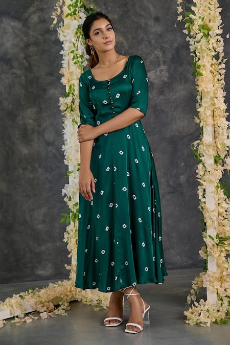 Buy Jaydev Art This Beautiful Bandhani Gown for Women Bandhani Long Gown  from (L, Green) at Amazon.in