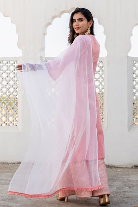 Kohsh Pastel Straight Kurta Sharara Set 