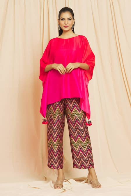 Meghna Panchmatia Silk Ombre Kaftan With Pant 