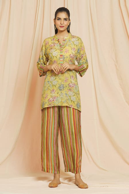 Meghna Panchmatia Garden Print Top With Pant 