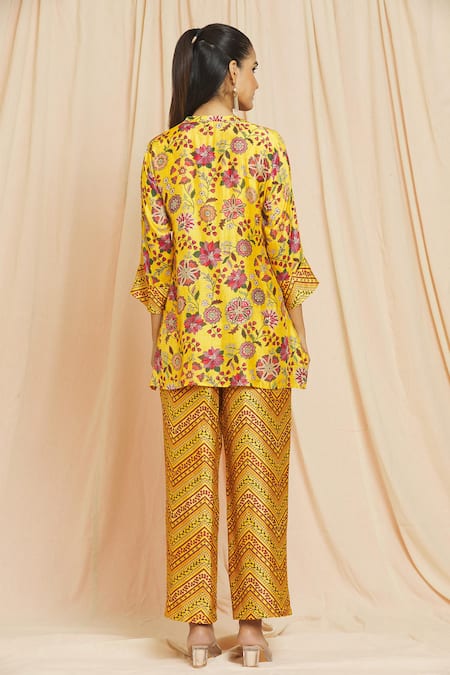Meghna Panchmatia Silk Floral Print Top & Pant Set 