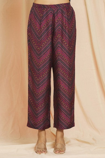 Shop Meghna Panchmatia Purple Silk Mirrors Mandarin Collar Royal Floral Digital Print Top And Pant Set Online at Aza Fashions Shop_Meghna Panchmatia_Purple Silk Mirrors Mandarin Collar Royal Floral Digital Print Top And Pant Set _Online_at_Aza_Fashions