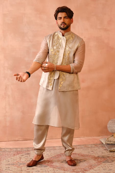 PS Men By Payal Singhal Embroidered Bundi & Jogger Pant Set 