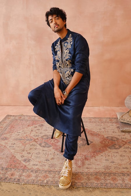 PS Men By Payal Singhal Embroidered Bomber Kurta & Jogger Pant Set 