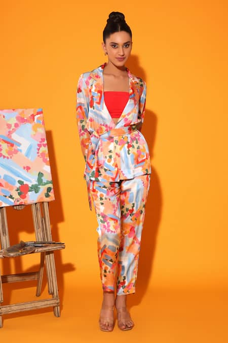 Kyra By Nina + Deepika Dalis Imagination Abstract Pattern Jacket Pant Set 