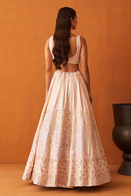 Angad Singh Silk Threads & Mirror Embroidered Bridal Lehenga Set 