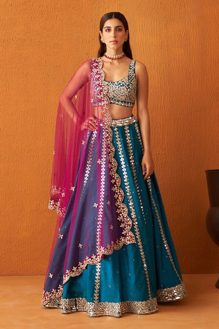 Angad Singh Zari & Mirror Embroidered Lehenga Set 