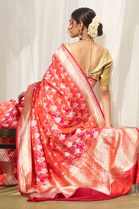 Buy Five Point Five Pink Silk Embroidery Turvi Jhoomar Jaal Handwoven Saree With Running Blouse Online at Aza Fashions Buy_Five Point Five_Pink Silk Embroidery Turvi Jhoomar Jaal Handwoven Saree With Running Blouse _Online_at_Aza_Fashions