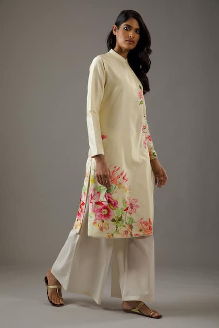 Buy Balance By Rohit Bal Ivory Chanderi Silk, Cotton Embroidery Mandarin Printed Tunic And Palazzo Set Online at Aza Fashions Buy_Balance By Rohit Bal_Ivory Chanderi Silk, Cotton Embroidery Mandarin Printed Tunic And Palazzo Set _Online_at_Aza_Fashions