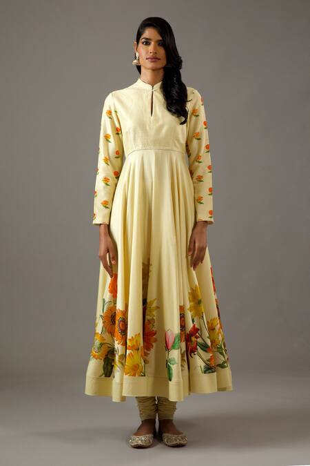 Buy Balance By Rohit Bal Yellow Silk, Cotton, Embroidery Floret Print Anarkali Set Online at Aza Fashions Buy_Balance By Rohit Bal_Yellow Silk, Cotton, Embroidery Floret Print Anarkali Set _Online_at_Aza_Fashions