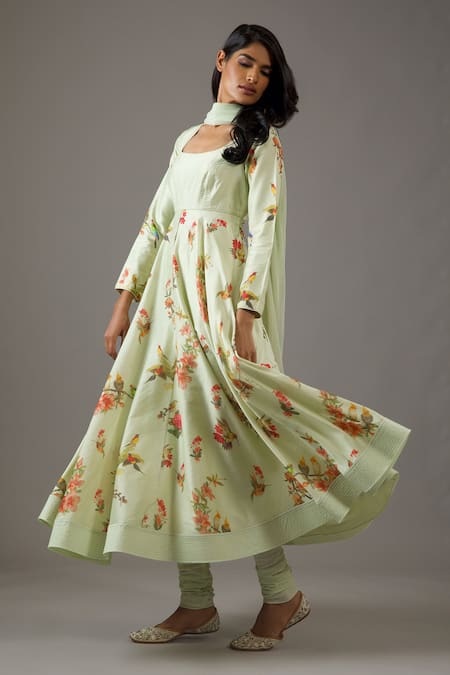 Balance by Rohit Bal Chanderi Silk Flower Print Anarkali Set 