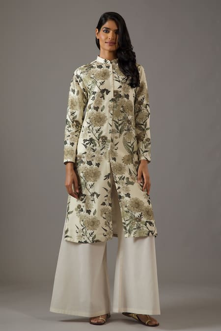 Balance by Rohit Bal Chanderi Silk Flora Print Tunic & Palazzo Set 