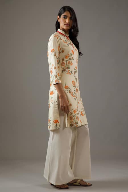 Buy Balance By Rohit Bal Ivory Chanderi Silk, Cotton Embroidery Mandarin Printed Tunic And Palazzo Set Online at Aza Fashions Buy_Balance By Rohit Bal_Ivory Chanderi Silk, Cotton Embroidery Mandarin Printed Tunic And Palazzo Set _Online_at_Aza_Fashions