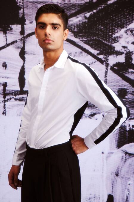 Shop_Dash And Dot_Black Polyester, Viscose, Spandex Front Knife Pleated Pant _Online_at_Aza_Fashions