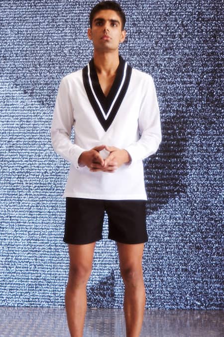 Shop_Dash And Dot_Black Cotton Knitted Raised Neck T Shirt _Online_at_Aza_Fashions