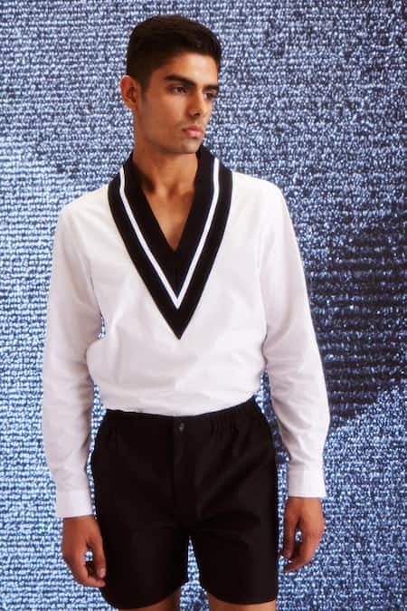 Shop_Dash And Dot_Black Cotton Knitted Raised Neck T Shirt 