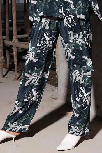 Shop_Therealb_Multi Color Viscose Bandeau Neck Island Paradise Bow Collar Shirt And Pant Set _Online_at_Aza_Fashions