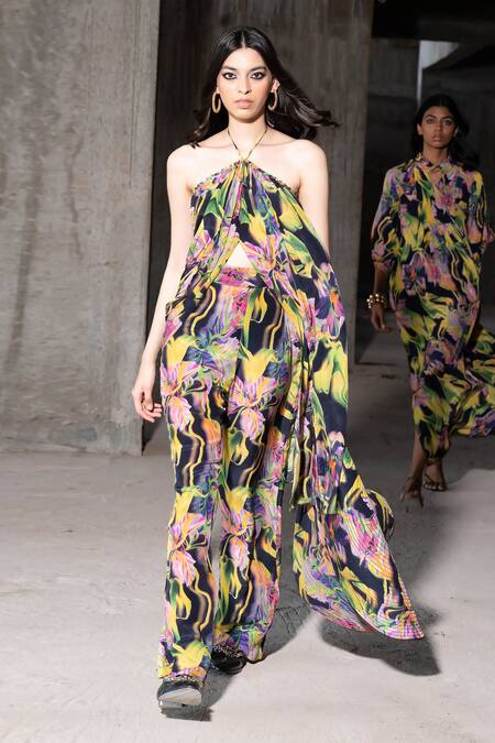 Buy_Therealb_Multi Color 100% Viscose Printed Floral Island Oasis Pant _Online_at_Aza_Fashions