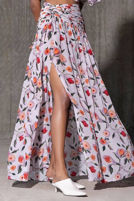 Shop Therealb Multi Color Viscose Nomadic Journey Printed Skirt Online at Aza Fashions Shop_Therealb_Multi Color Viscose Nomadic Journey Printed Skirt _Online_at_Aza_Fashions