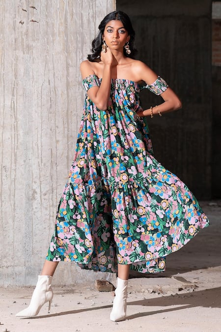 Tropical Floral Strapless Maxi Dress | Catfish & Tater Boutique