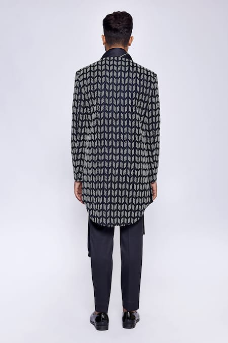 Arjuun Kilachand Chevron Cut Dana Embroidered Sherwani 