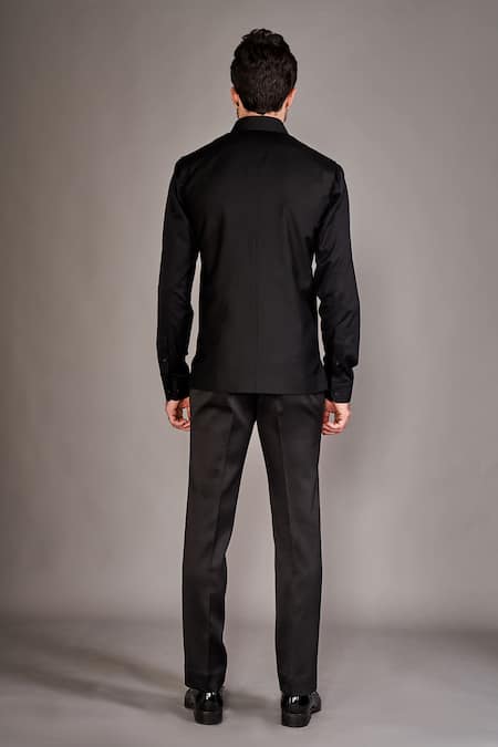 Arjuun Kilachand Solid Black Bundi With Shirt 