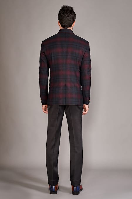 Arjuun Kilachand Ombre Geometric Pattern Bandhgala With Pant 