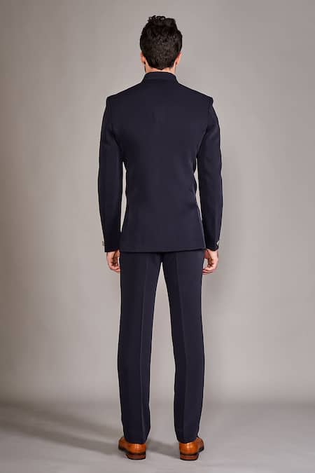 Arjuun Kilachand Solid Blue Bandhgala With Matching Pant 