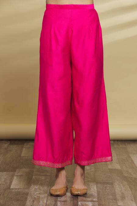 Samyukta Singhania_Pink , Organza, Satin Gota Patti, Geometrical Pattern Kurta Set_at_Aza_Fashions