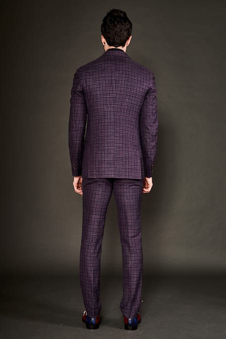 Arjuun Kilachand Checkered Pattern Jacket & Trouser Set 