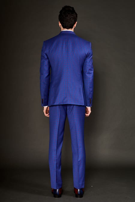 Arjuun Kilachand Contrast Checkered Pattern Jacket & Trouser Set 