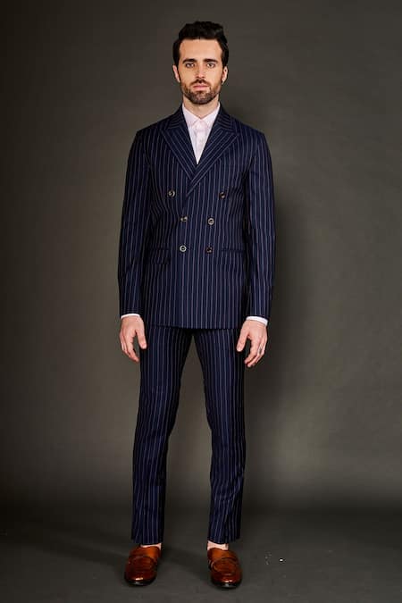 ARJUUN KILACHAND Chalk Stripe Jacket & Pant Set 