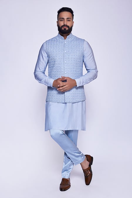 ARJUUN KILACHAND Cut Dana Embroidered Bundi & Kurta Set 