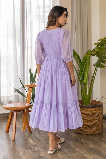 Khamaj India Ella Sleeve Embroidered Kurta With Inner 