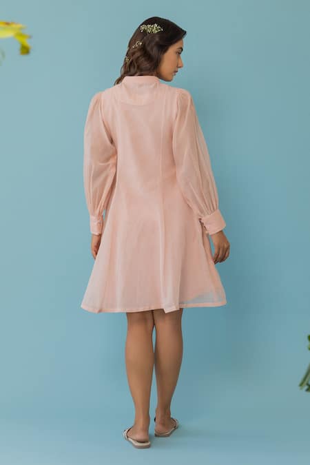 Khamaj India Lenora Chanderi Embroidered Dress With Inner 