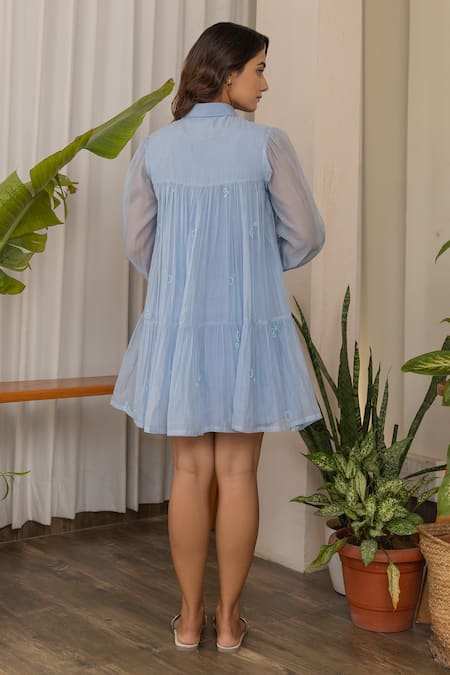 Khamaj India Miren Chanderi Double-Frilled Dress With Inner 