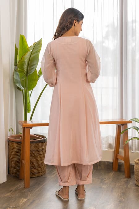 Khamaj India Carissa Yoke Embroidered Kurta & Palazzo Set 