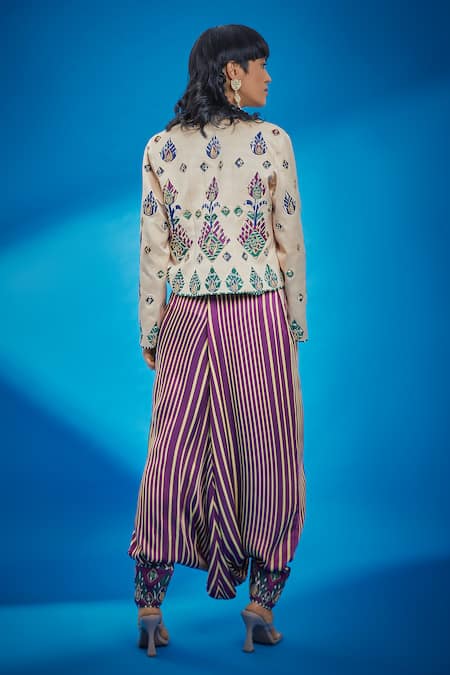Surily G Silk Stripe Pattern Goa Pant 
