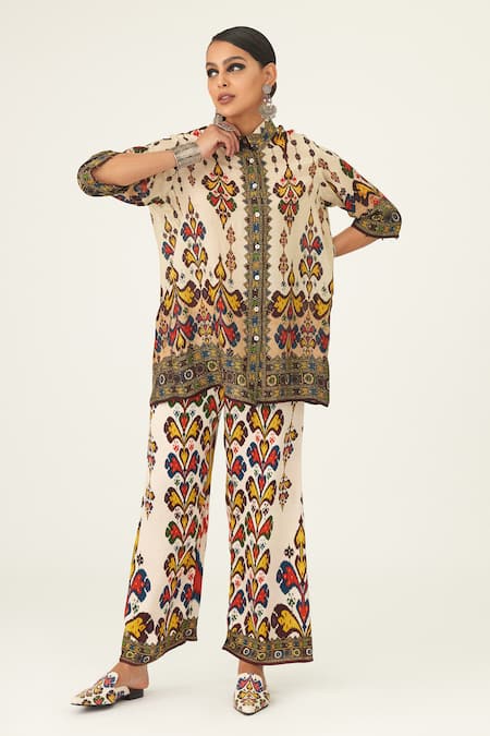 Rajdeep Ranawat Maizah Silk Geometric Pattern Shirt 