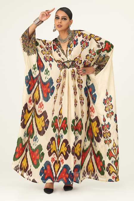 Rajdeep Ranawat Imama Silk Geometric Pattern Kaftan 