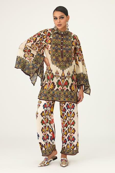 Rajdeep Ranawat Nylla Silk Geometric Pattern Tunic 