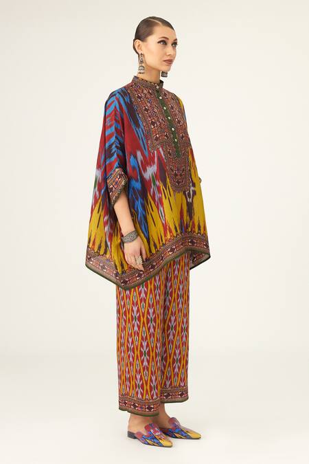 Buy_Rajdeep Ranawat_Yellow Silk Embroidery Bandeau Neck Chanel Short Tunic_Online_at_Aza_Fashions