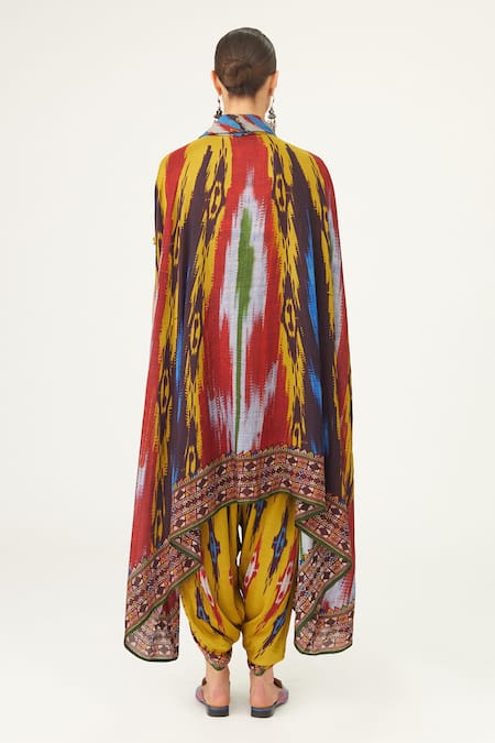 Shop Rajdeep Ranawat Yellow Silk Cowl Neck Lavanya Tunic at Aza Fashions Shop_Rajdeep Ranawat_Yellow Silk Cowl Neck Lavanya Tunic_at_Aza_Fashions