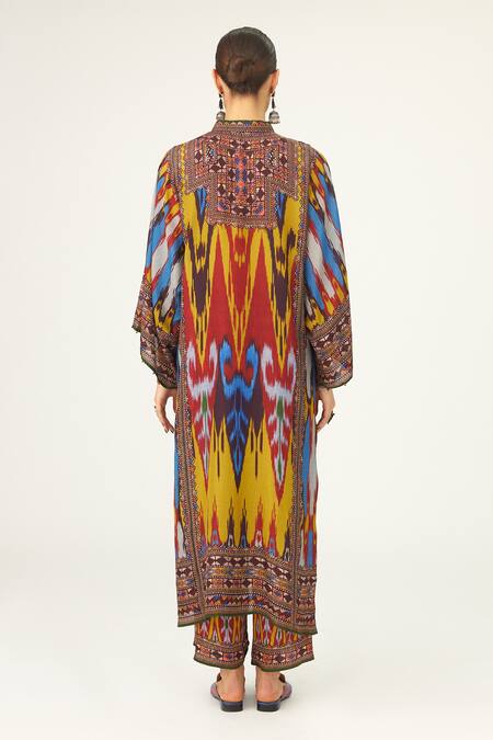 Shop Rajdeep Ranawat Yellow Silk Embroidery Bandeau Neck Gayatri Long Tunic at Aza Fashions Shop_Rajdeep Ranawat_Yellow Silk Embroidery Bandeau Neck Gayatri Long Tunic_at_Aza_Fashions